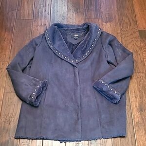 Dennis Basso faux fur lined coat size XL